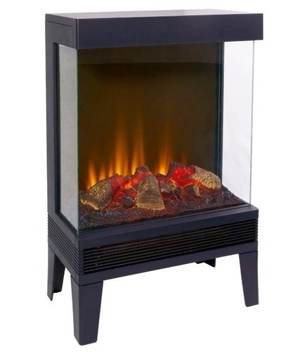 Black electric stove fire - black,